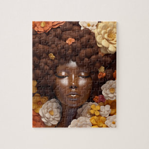 Afro-Amerikaanse vrouw zwart koningin melanine pop Legpuzzel