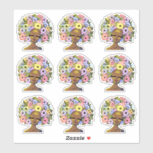 Afro-Amerikaanse vrouwen met bloemen in haar Sticker