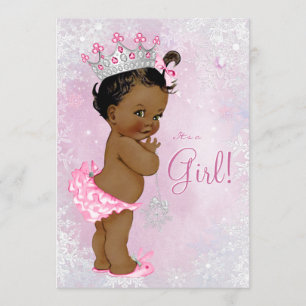 Afro-Amerikaanse Winter Wonderland Baby shower Kaart