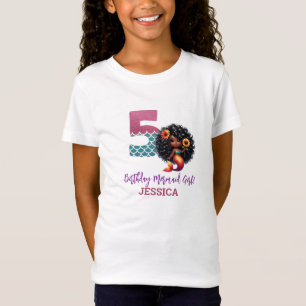 Afro-Amerikaanse zeemeermin 5e verjaardag T-shirt