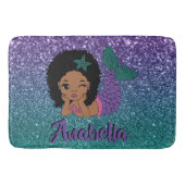 Afro-Amerikaanse Zeemeermin Glitter Badmat (Voorkant)