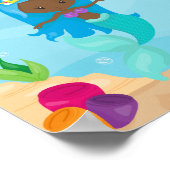 Afro-Amerikaanse Zeemeerminnaar Cute Custom Kinder Poster (Hoek)