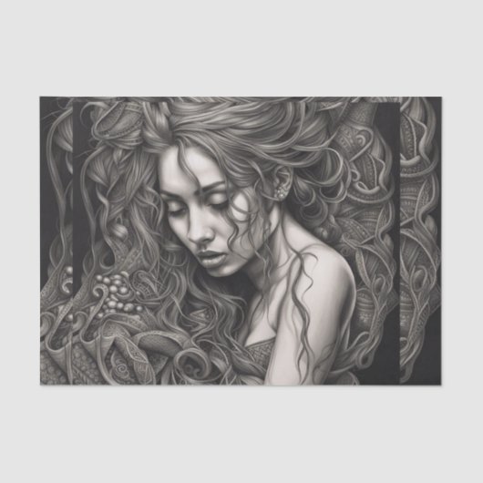 Afro-Amerikaanse zwart-witte vrouw decoupage Tissuepapier (Voorkant)