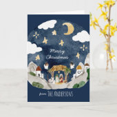 Afro-Amerikaanse zwarte Geboorte Kerstmis Kaart (Gele Bloem)