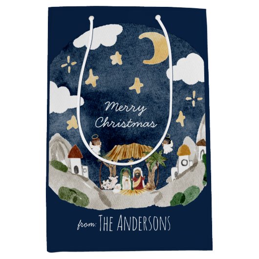 Afro-Amerikaanse zwarte Geboorte Kerstmis Medium Cadeauzakje (Voorkant)