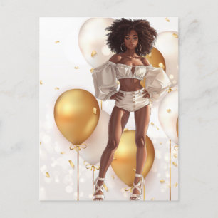 Afro-Amerikaanse Zwarte Koningin Melanine Sista Wi Briefkaart