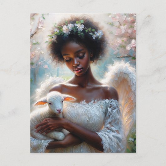 Afro Angel with Lamb Postcard Briefkaart (Voorkant)