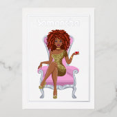Afro Anniversaire Foil Invitation (Recto)