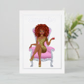 Afro Anniversaire Foil Invitation (Debout devant)