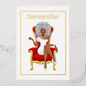 Afro Anniversaire Foil Invitation (Recto)