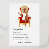 Afro Anniversaire Foil Invitation (Verso)