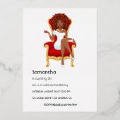 Afro Anniversaire Foil Invitation (Verso)