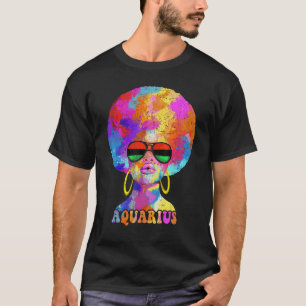 Afro Aquarius Queen Afro-Amerikaans Zwart Vrouwen  T-shirt