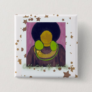 Afro Beauty vieren Vierkante Button 5,1 Cm