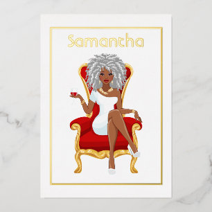 Afro Birthday Party Folie Invitation Folie Uitnodiging