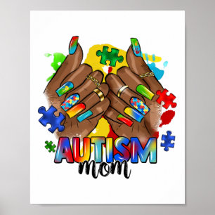 Afro Black Nail Autisme Mom Autisme Bewustzijnsdag Poster