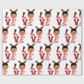 Afro Boy kerstcadeautje, rode neusrendiertje Cadeaupapier (Vlak)