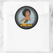 Afro Boy Ronde Sticker (Tas)