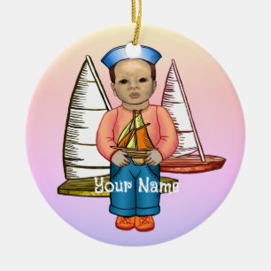 Afro Boy Sailor Keramisch Ornament