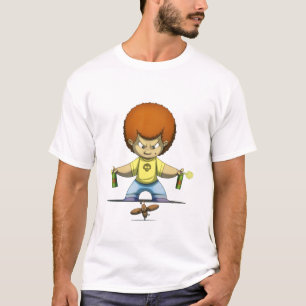 Afro Bug Hunter Cartoon Spray Design. T-shirt