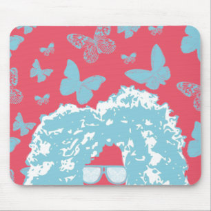 Afro, Butterflies en zonnebrillen Muismat
