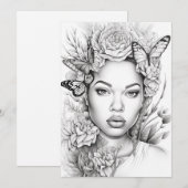 Afro Butterfly Beauty | Kleur je eigen Briefkaart (Voorkant / Achterkant)