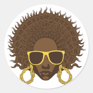 Afro Cool Ronde Sticker