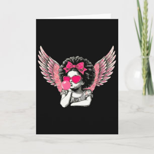Afro Cupido Met Zonnebril Die Bubble Gum Blaast Va Kaart