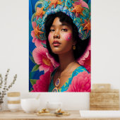 Afro-dame met pet van zeester poster (Keuken)