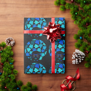 Afro Diva Blauw Cadeaupapier