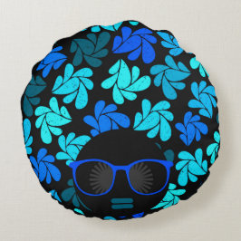 Afro Diva Blauw Rond Kussen