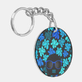 Afro Diva Blauw Sleutelhanger (Voorkant Links)