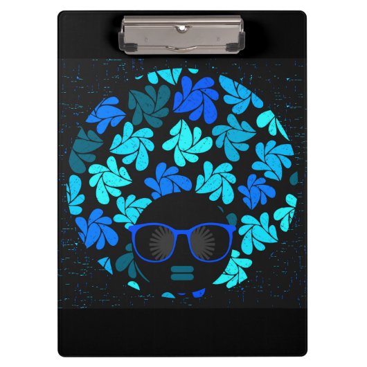 Afro Diva Groen & Blauw Klembord (Voorkant)