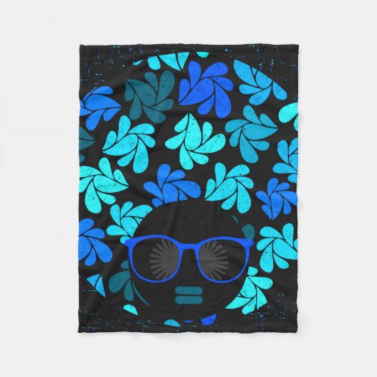 Afro Diva Turquoise Blauwgroen Fleece Deken (Voorkant)
