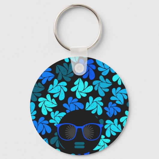 Afro Diva Turquoise Blauwgroen Sleutelhanger (Voorkant)