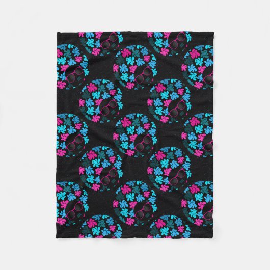 Afro Diva Turquoise & Hot Pink Fleece Deken (Voorkant)