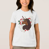 Afro Eenhoorn Candy Cane Heart Holiday Tri-Blend Shirt (Voorkant)