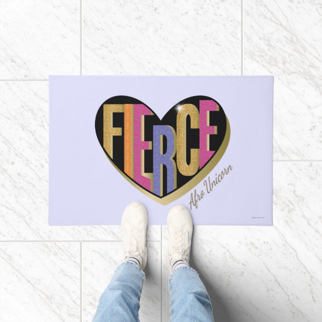 Afro Eenhoorn Fierce Heart Design Deurmat (Binnen)