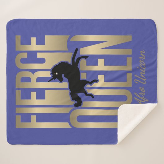 Afro Eenhoorn Fierce Queen Sherpa Deken (Voorkant (horizontaal))