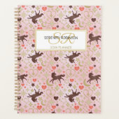 Afro Eenhoorn Hart & Ster Roze Patroon Planner (Voorkant)