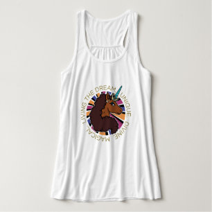 Afro Eenhoorn Living the Dream Design Tanktop