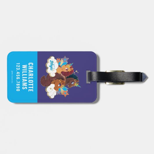 Afro Eenhoorn "Made of Magic" Trio Design Bagagelabel (Achterkant horizontaal)