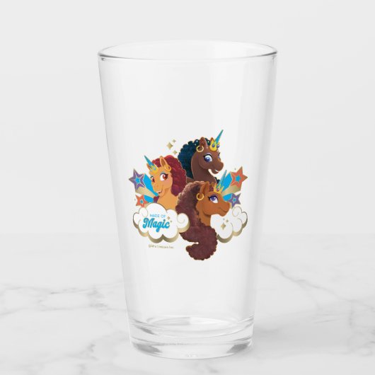 Afro Eenhoorn "Made of Magic" Trio Design Glas (Voorkant)