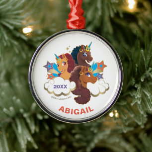 Afro Eenhoorn "Made of Magic" Trio Design Metalen Ornament