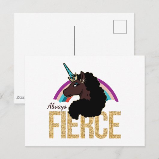 afro-eenhoorn | Magisch - altijd fel Briefkaart (Voorkant / Achterkant)