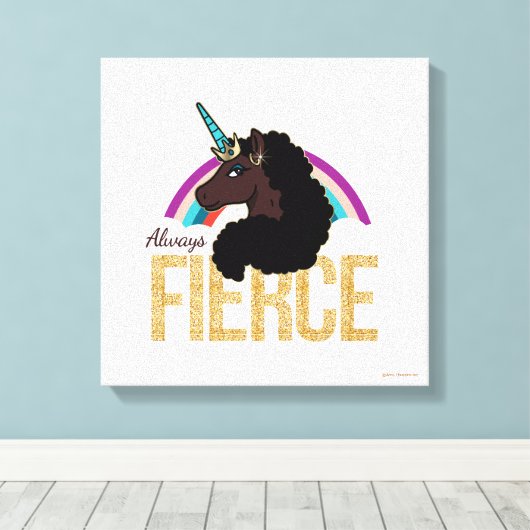 afro-eenhoorn | Magisch - altijd fel Canvas Afdruk (Insitu (Houten vloer))