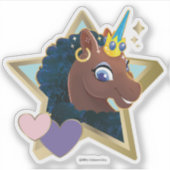 Afro Eenhoorn magische ster Sticker (Voorkant)