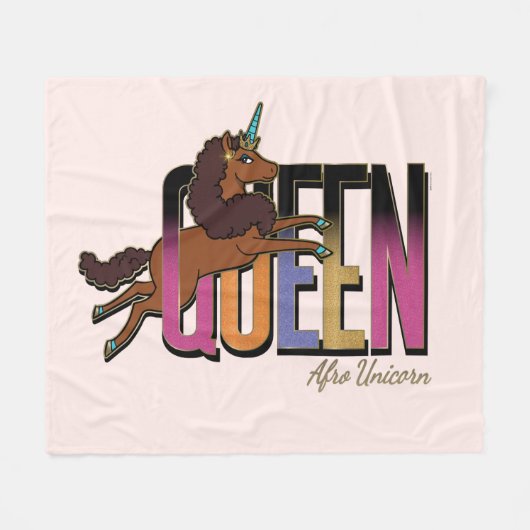 Afro Eenhoorn Queen Design Fleece Deken (Voorkant (Horizontaal))