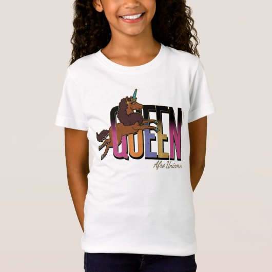 Afro Eenhoorn Queen Design T-shirt (Voorkant)