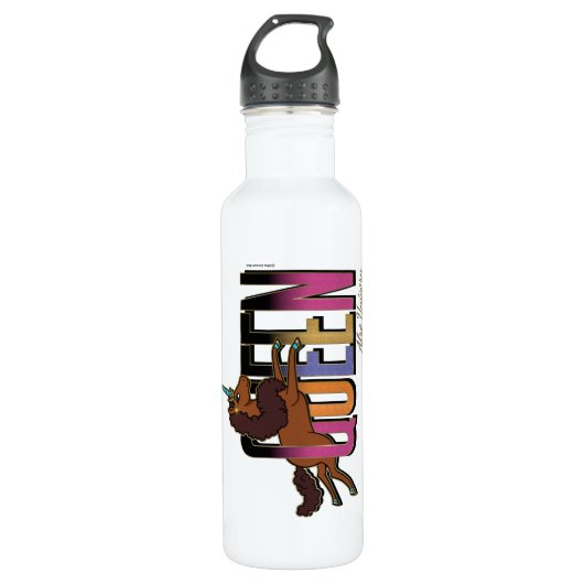 Afro Eenhoorn Queen Design Waterfles (Voorkant)